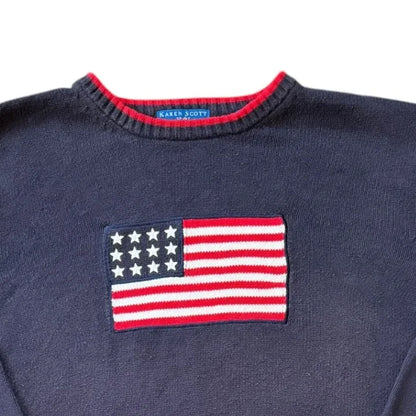 Womans Extra large USA Flag Navy Knit Top