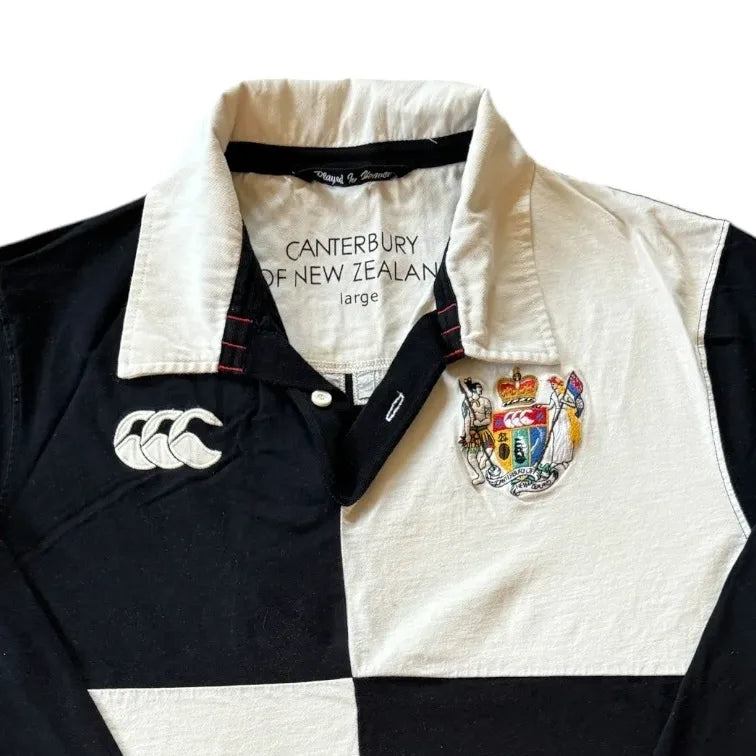 Large Canterbury Black and White Rugby Shirt Top