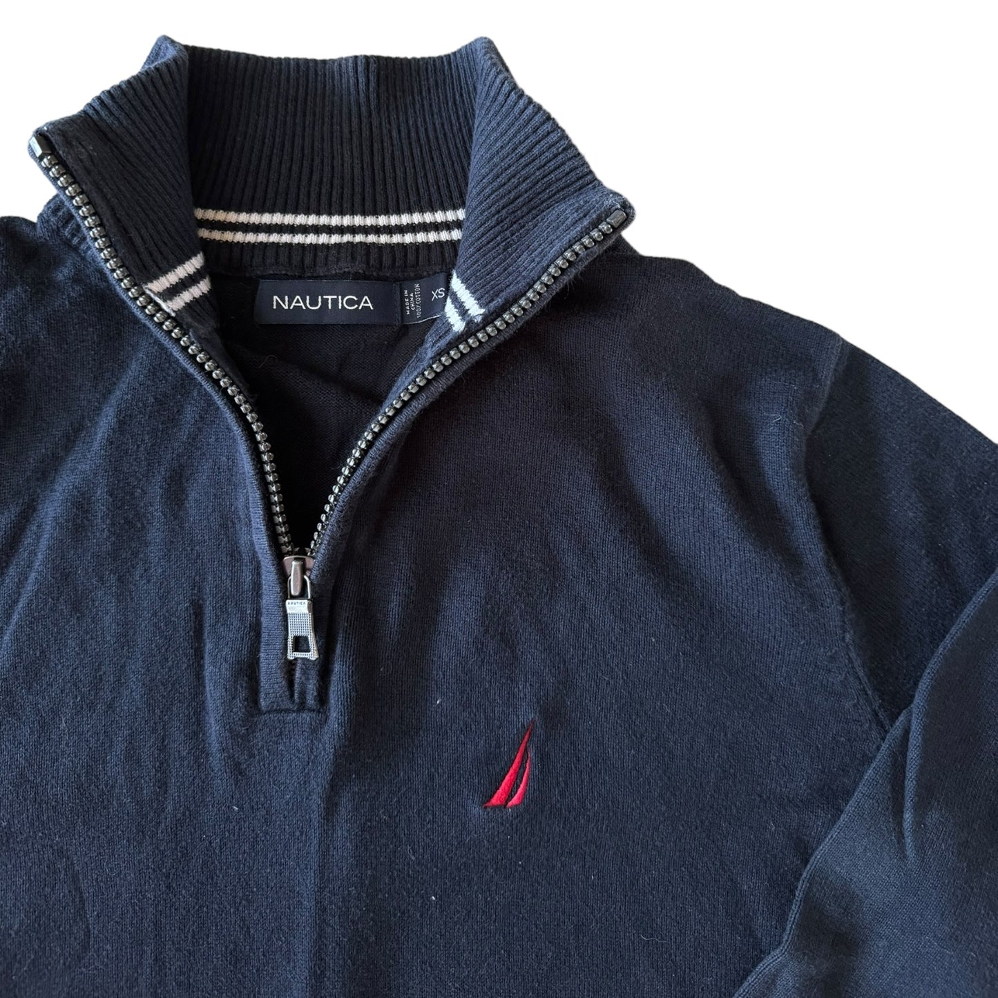 XS Nautica Knitted Navy 1/4 Zip Sweater