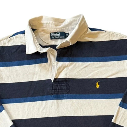 2XB Ralph Lauren Blue Striped Rugby Shirt Top