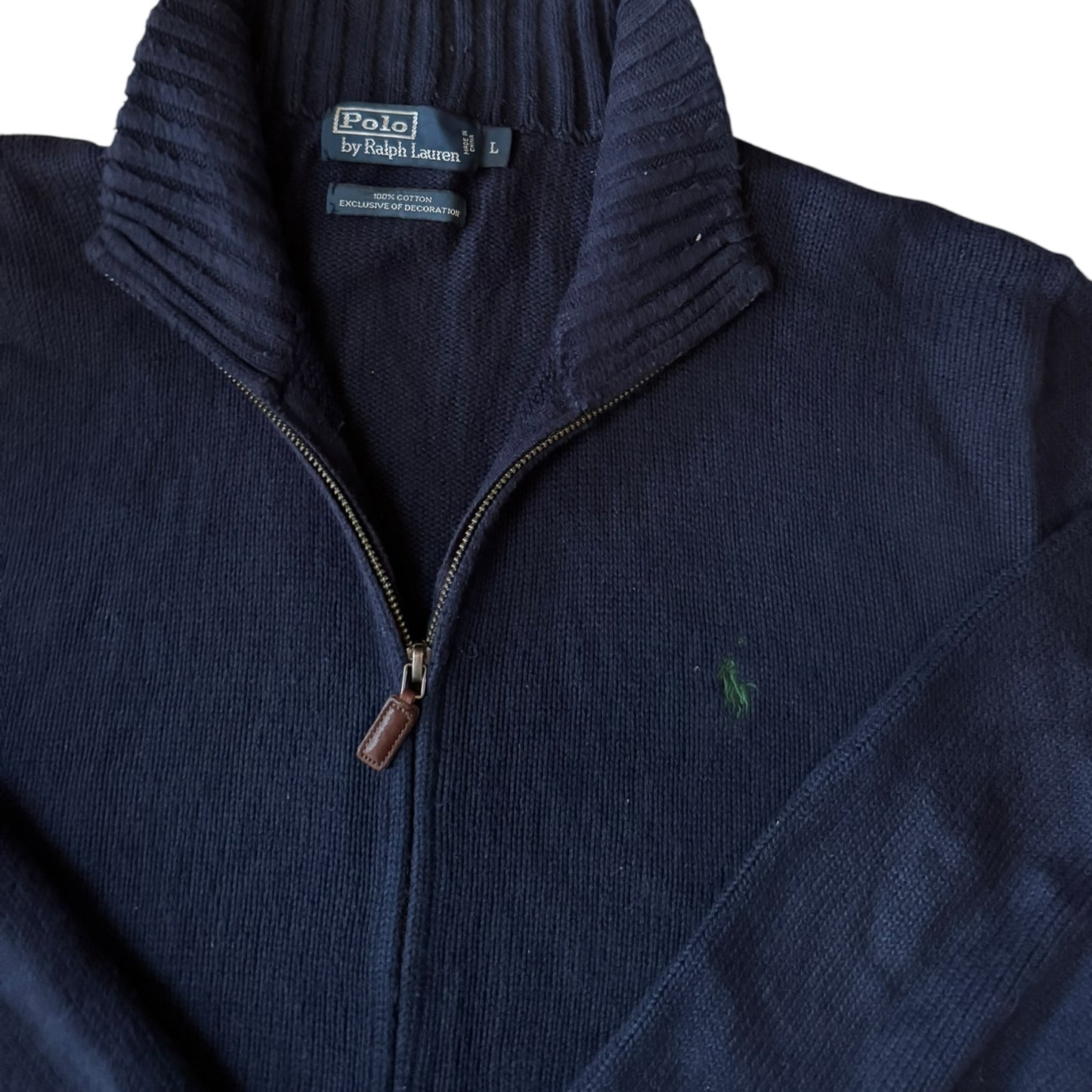 Large Ralph Lauren Navy Knitted Full Zip Sweater