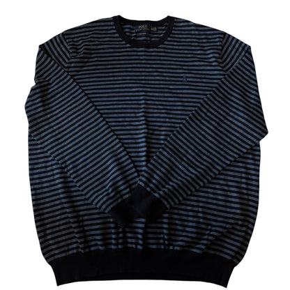 XXL Ralph Lauren Blue/Black Striped Long Sleeved T-Shirt