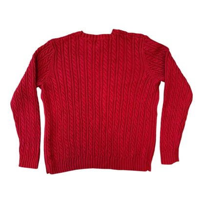 Womans Medium Ralph Lauren Red Heavy Cable Knit