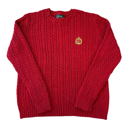 Womans Medium Ralph Lauren Red Heavy Cable Knit