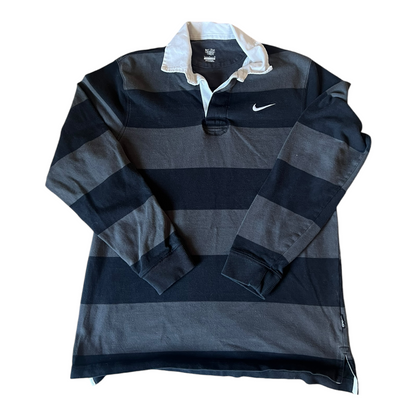 Large Nike Gray Striped Rugby Shirt