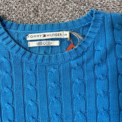 Large Tommy Hilfiger Blue Cable knit jumper